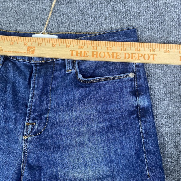 FRAME Le High Straight Jeans Womens 28 Blue Medium Wash Raw Hem Stretch Denim - Picture 8 of 11